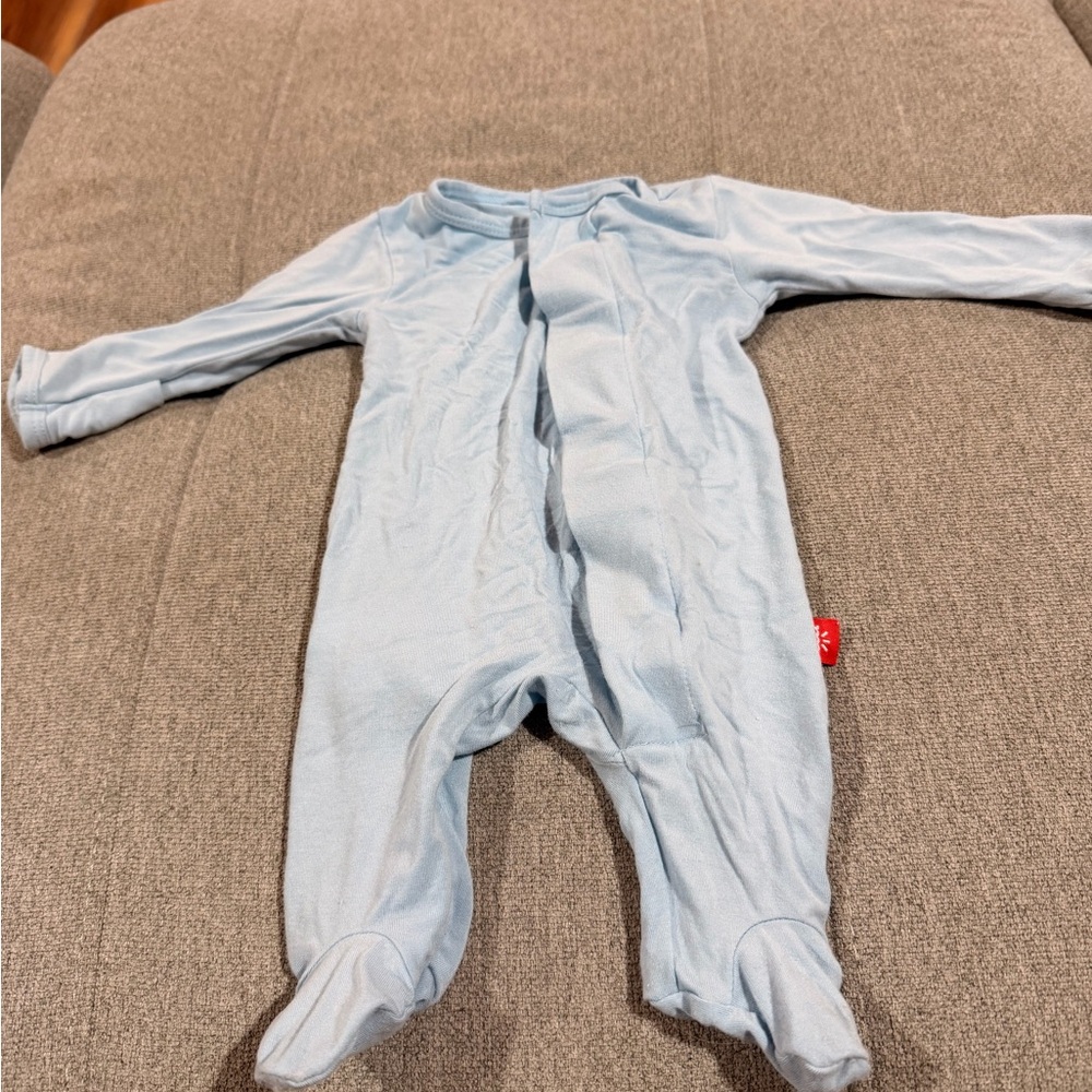Magnetic Me Light Blue Footed Baby One-Piece